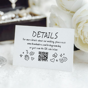 Whimsical Funky Hand Drawn Wedding Details QR Enclosure Card