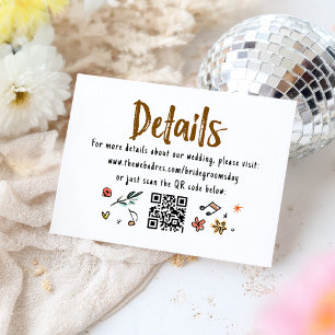 Whimsical Funky Hand Drawn Wedding Details QR Enclosure Card
