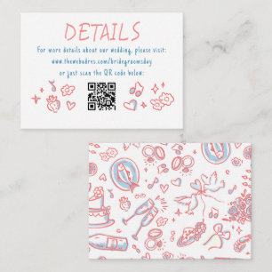 Whimsical Funky Hand Drawn Wedding Details QR Enclosure Card