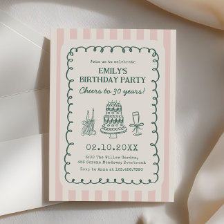 Whimsical Funky Quirky 30th Birthday Party Invitation