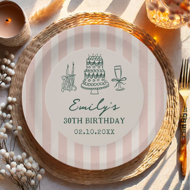 Whimsical Funky Quirky 30th Birthday Party Paper Plates (Creator Uploaded)