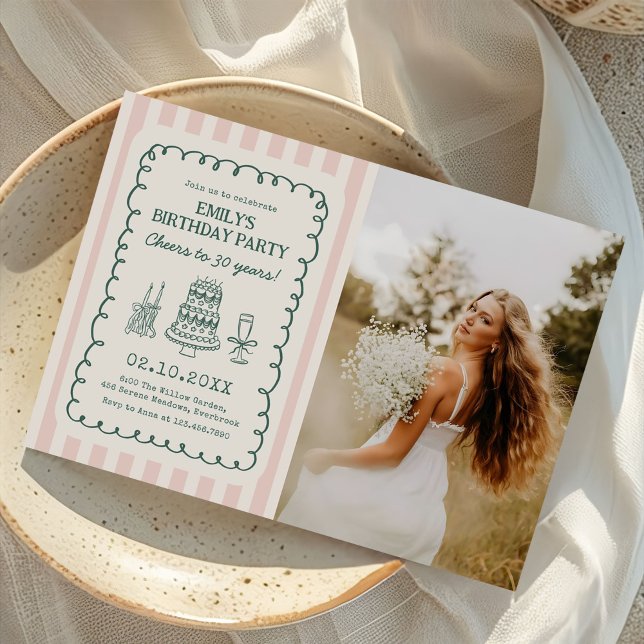  Whimsical Funky Quirky 30th Birthday Party Photo Invitation (Creator Uploaded)