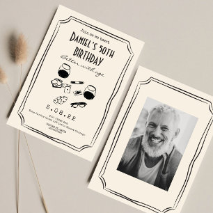 Whimsical Funky Whiskey Cigar 50th Birthday  Invitation