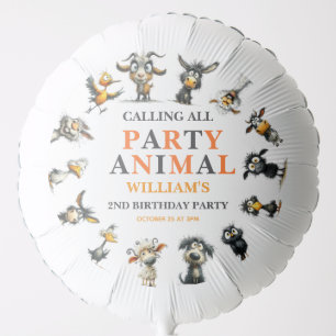 Whimsical Funny Animals 2nd Birthday Party Balloon