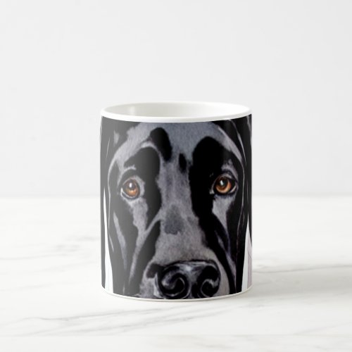 Whimsical Funny Black Great Dane Watching You Coffee Mug