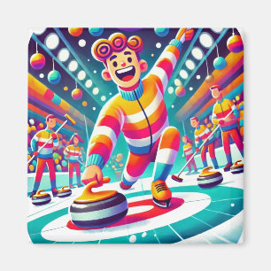Whimsical Funny Curling Sport Magnet