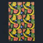 Whimsical Funny Fruit Salad Pattern Black Kitchen Towel<br><div class="desc">Hope you like this whimsical pattern. Add your own text to customize it if you like. Check my shop for more matching items and other patterns. Thanks for shopping with me!</div>