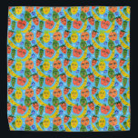 Whimsical Funny Fruit Salad Pattern Blue Bandana<br><div class="desc">Enjoy this whimsical pattern on this colorful bandana.
 
 You can always add your own text. Let me know if you'd like something custom made. 
 
 If you buy it,  thank you! Be sure to share a pic on Instagram of it in action and tag me @shoshannahscribbles :)</div>
