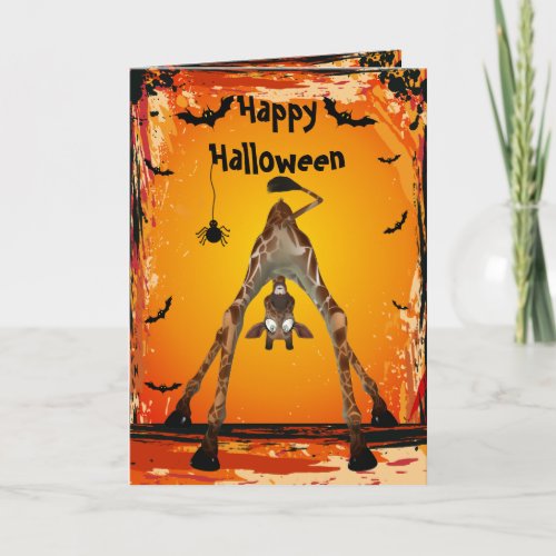 Whimsical Funny Giraffe Halloween Card