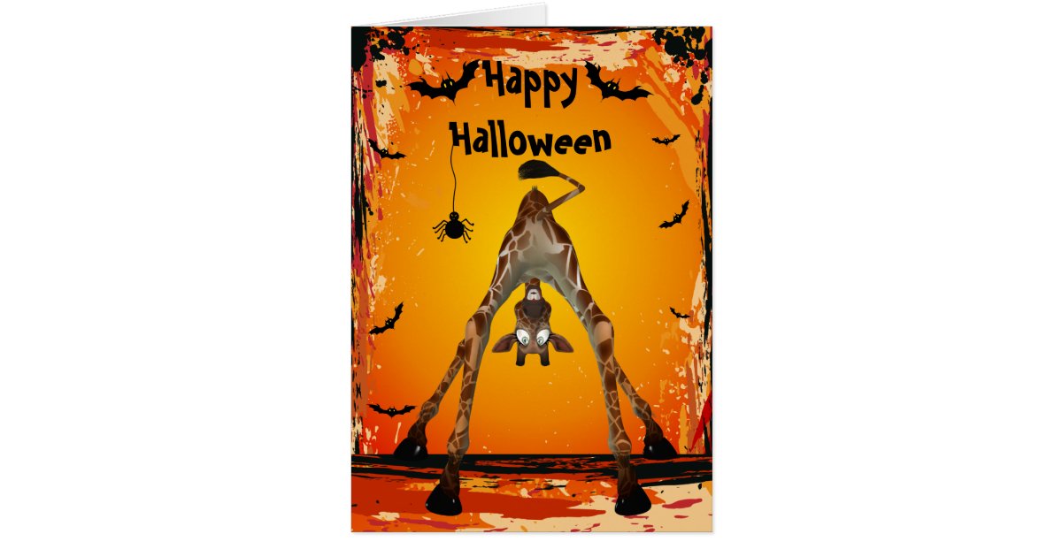 Whimsical Funny Giraffe Halloween Card | Zazzle.com