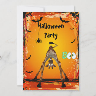 Whimsical Funny Giraffe Halloween Party Invites