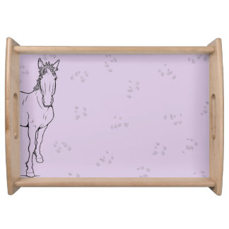 Whimsical funny horse lover equestrian gift Welcom Serving Tray