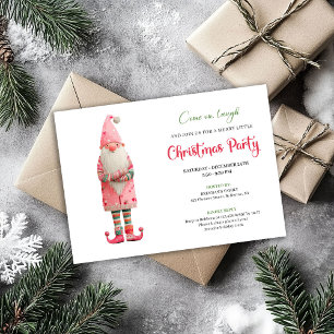 Whimsical Funny Pink Santa Festive Party Invites
