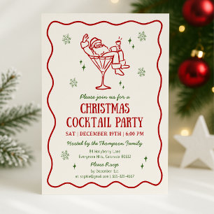 Whimsical Funny Santa Christmas Cocktail Party  Invitation