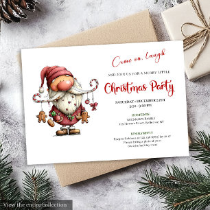 Whimsical Funny Santa Watercolor Holiday Invites