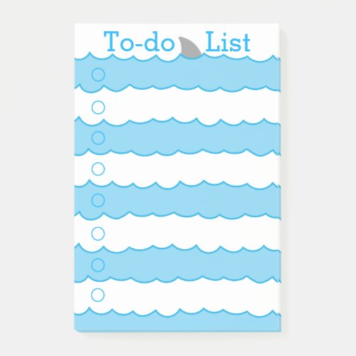 Whimsical Funny Shark Fin and Waves To_do List Post_it Notes
