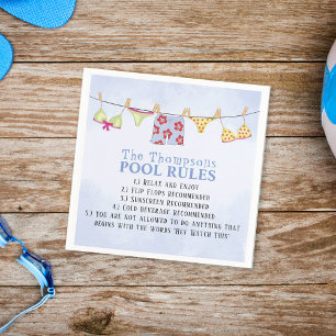 Whimsical Funny Summer Family Simple Pool Rules Napkins