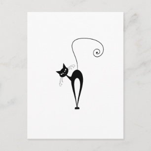 Whimsical Funny trendy black cat choose background Postcard