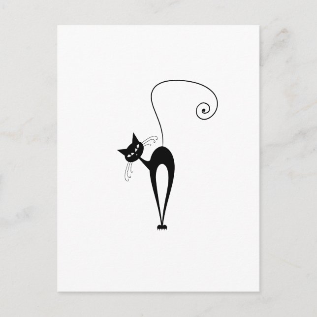 Whimsical Funny trendy black cat choose background Postcard (Front)