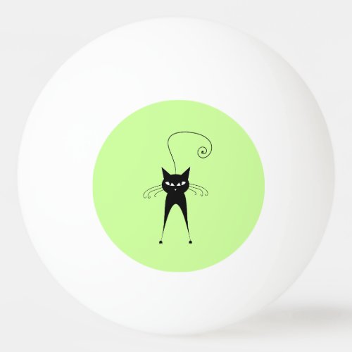 Whimsical Funny trendy black cat Ping_Pong Ball