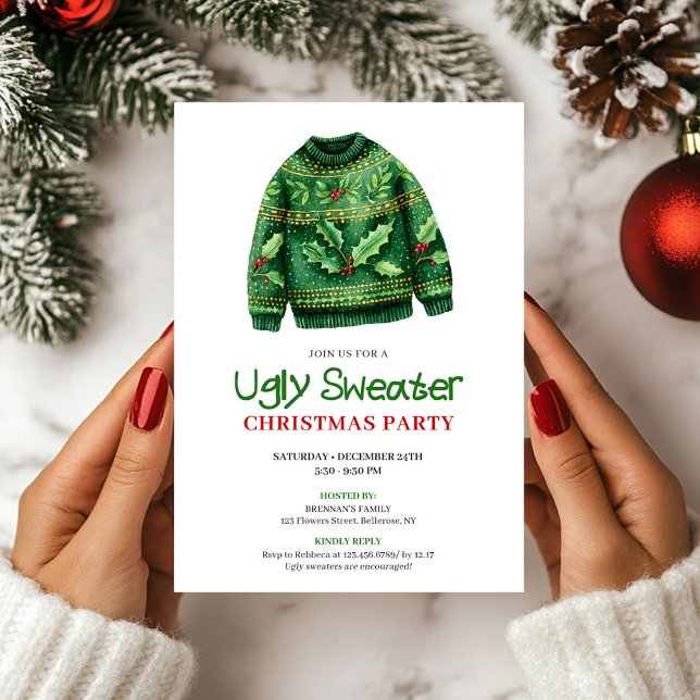 Whimsical Funny Ugly Sweater Holiday Invite (Whimsical Funny Ugly Sweater Holiday Invite)