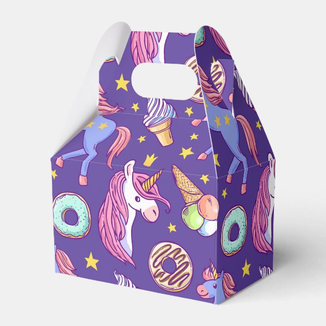 Whimsical Fusion of Unicorns, Donuts, Ice Cream Favor Boxes (Front Side)