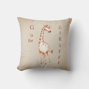 Whimsical G is for GIRAFFE Polka Dots Throw Pillow