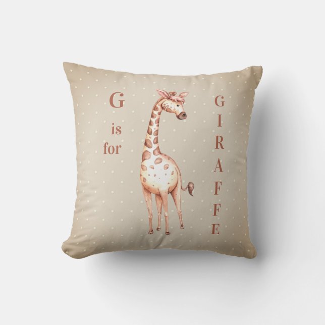 Whimsical G is for GIRAFFE Polka Dots  Throw Pillow (Front)