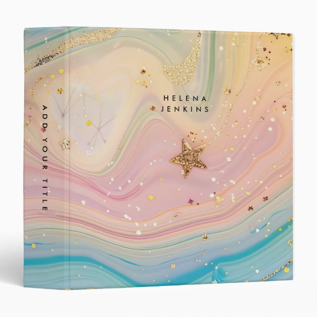 Whimsical Galaxy Space and Stars 3 Ring Binder (Front/Spine)