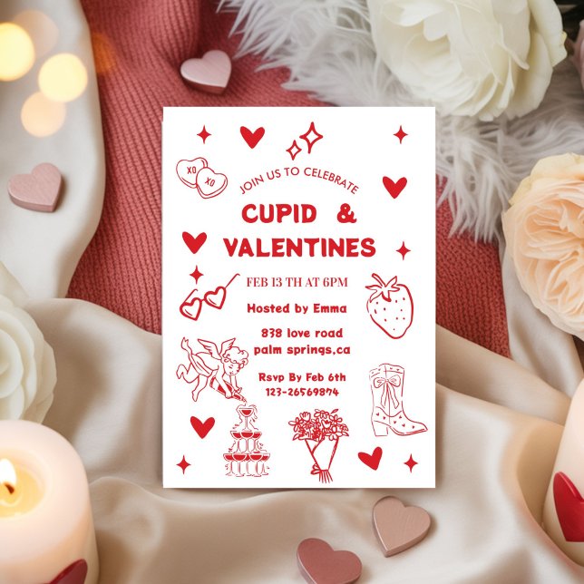 Whimsical Galentines Cupid & Galentine's  Party Invitation (Creator Uploaded)
