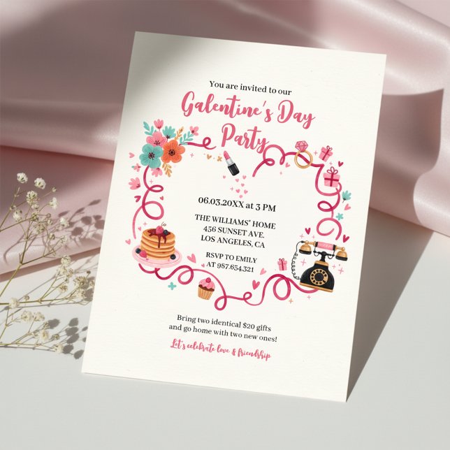 Whimsical Galentines Invitation Vintage Phone (Creator Uploaded)