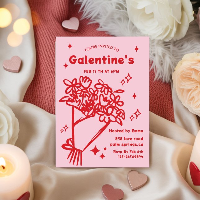 Whimsical Galentines Valentines girls  Party Invitation (Creator Uploaded)