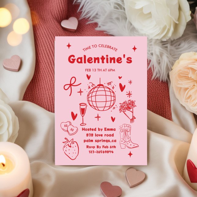 Whimsical Galentines Valentines girls  Party Invitation (Creator Uploaded)