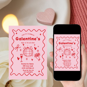 Whimsical Galentines Valentines girls Party Invitation