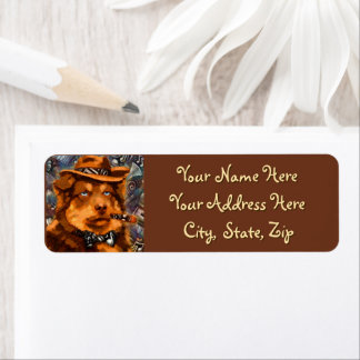 Whimsical Gangster Dog Retro Noir Blue-Eyed Art Label