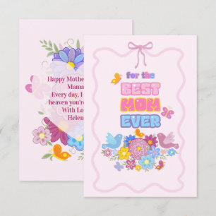 Whimsical Garden Birds & Butterflies Best Mom Ever Card
