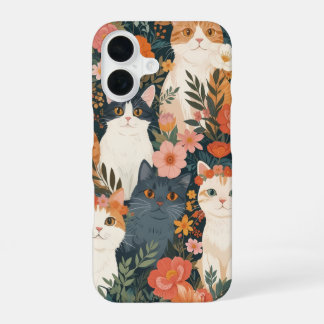 Whimsical Garden Cats iPhone 16 Case