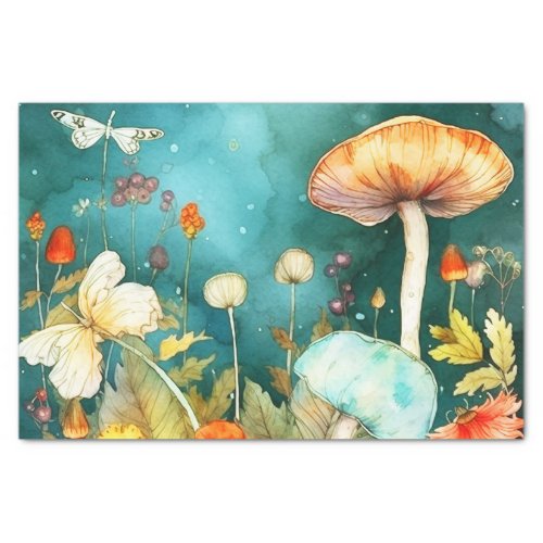 Whimsical Garden Delight Mushroom and Dragonfly Tissue Paper