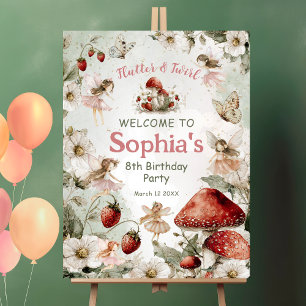 whimsical garden fairies birthday welcome sign