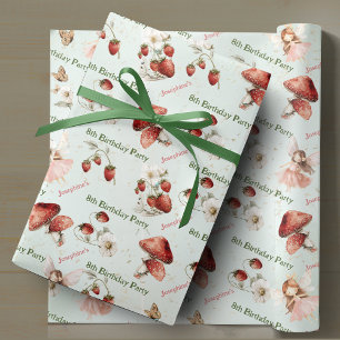 whimsical garden fairies girl birthday custom wrapping paper