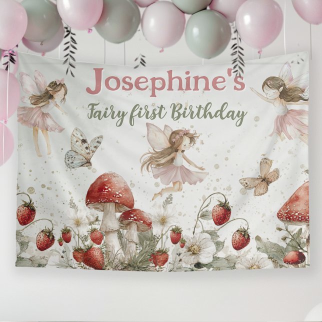 whimsical garden fairy first birthday banner (Creator Uploaded)