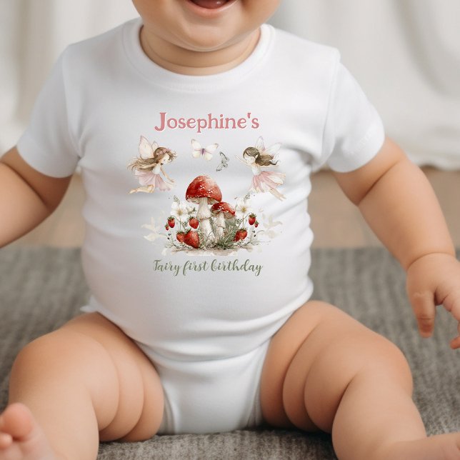 whimsical garden fairy first birthday girl baby bodysuit (Creator Uploaded)