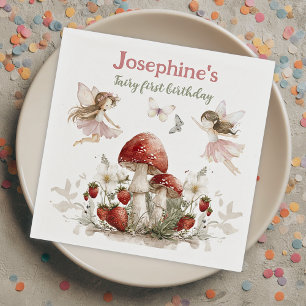 whimsical garden fairy first birthday girl napkins