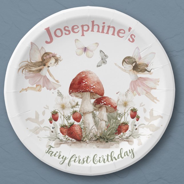 whimsical garden fairy first birthday girl paper plates (Creator Uploaded)
