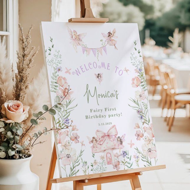 Whimsical garden Fairy First Birthday Welcome Foam Board (Creator Uploaded)