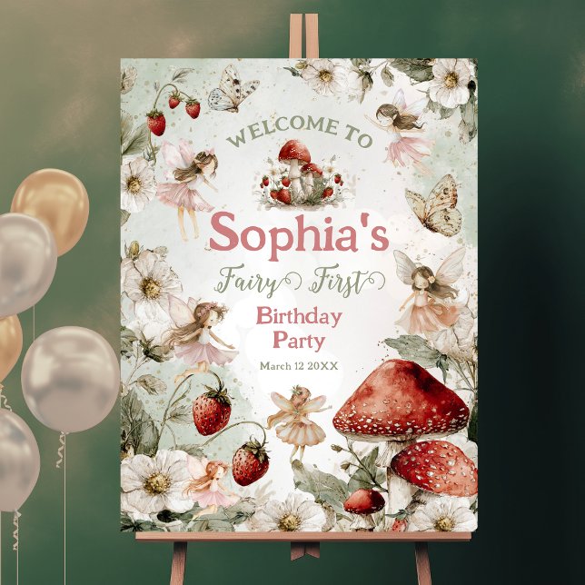 whimsical garden fairy first birthday welcome sign (Creator Uploaded)