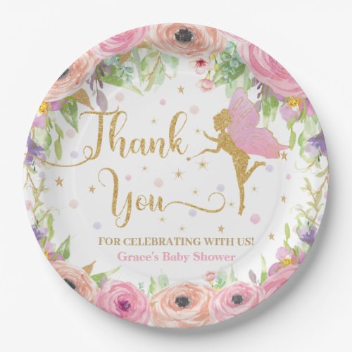 Whimsical Garden Fairy Floral Baby Shower Birthday Paper Plates