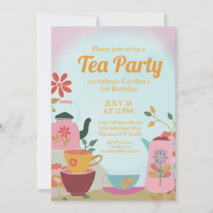 Whimsical Garden Fairytale Tea Party Girl Birthday Invitation