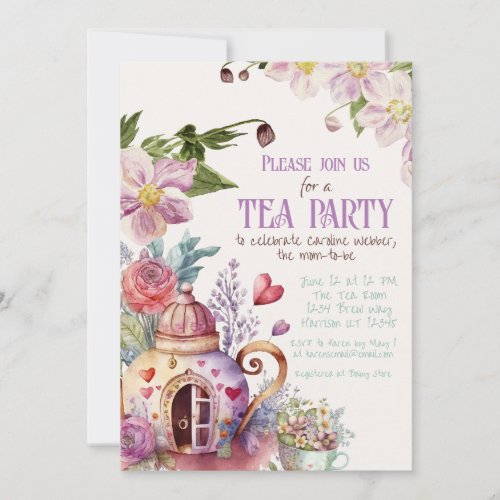 Whimsical Garden Fairytale Tea Party Shower Invitation