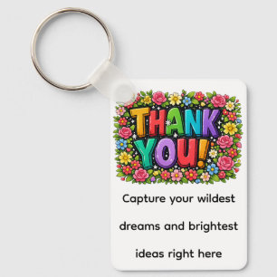Whimsical Garden Flower Border Thank You Keychain